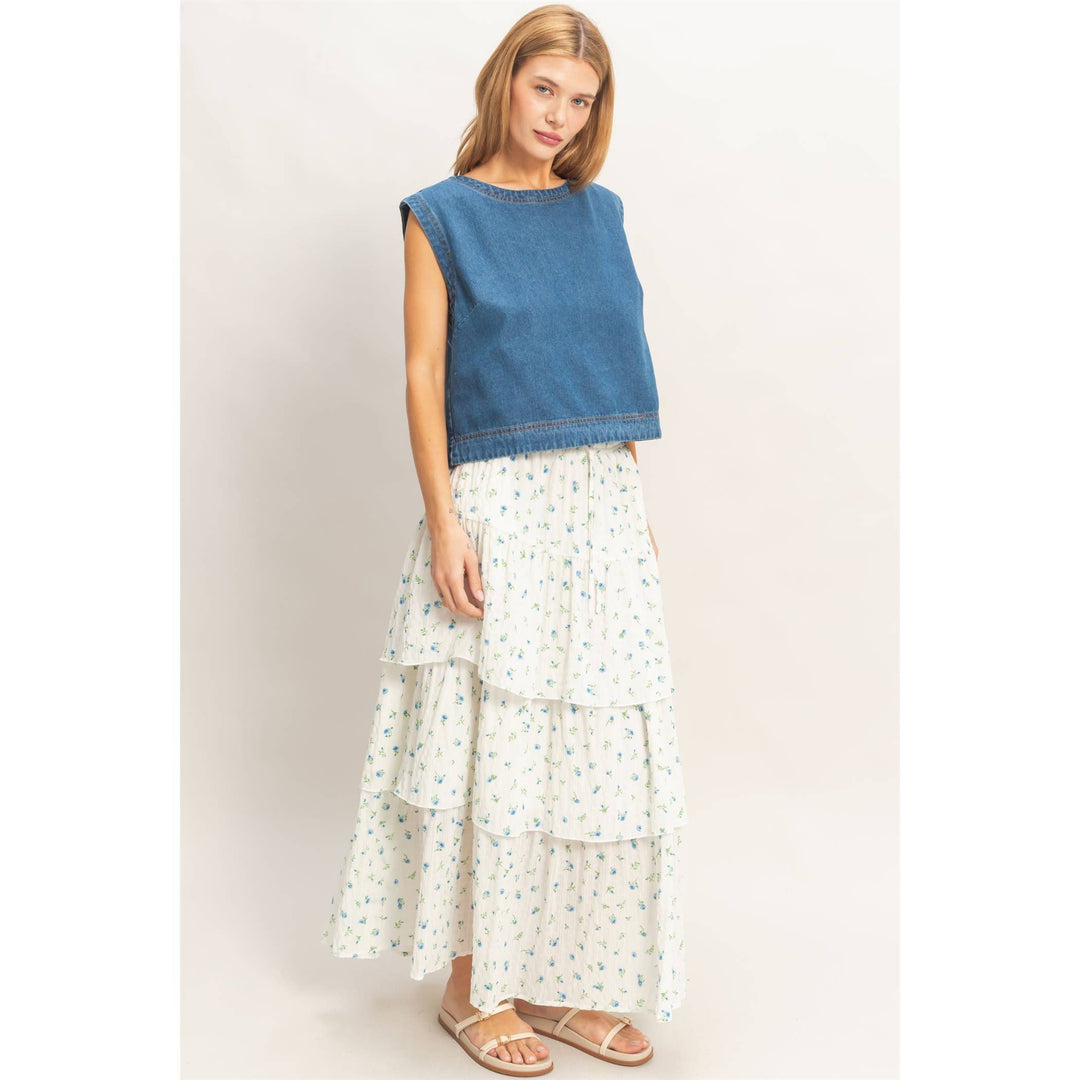 Tiered Floral Print Skirt