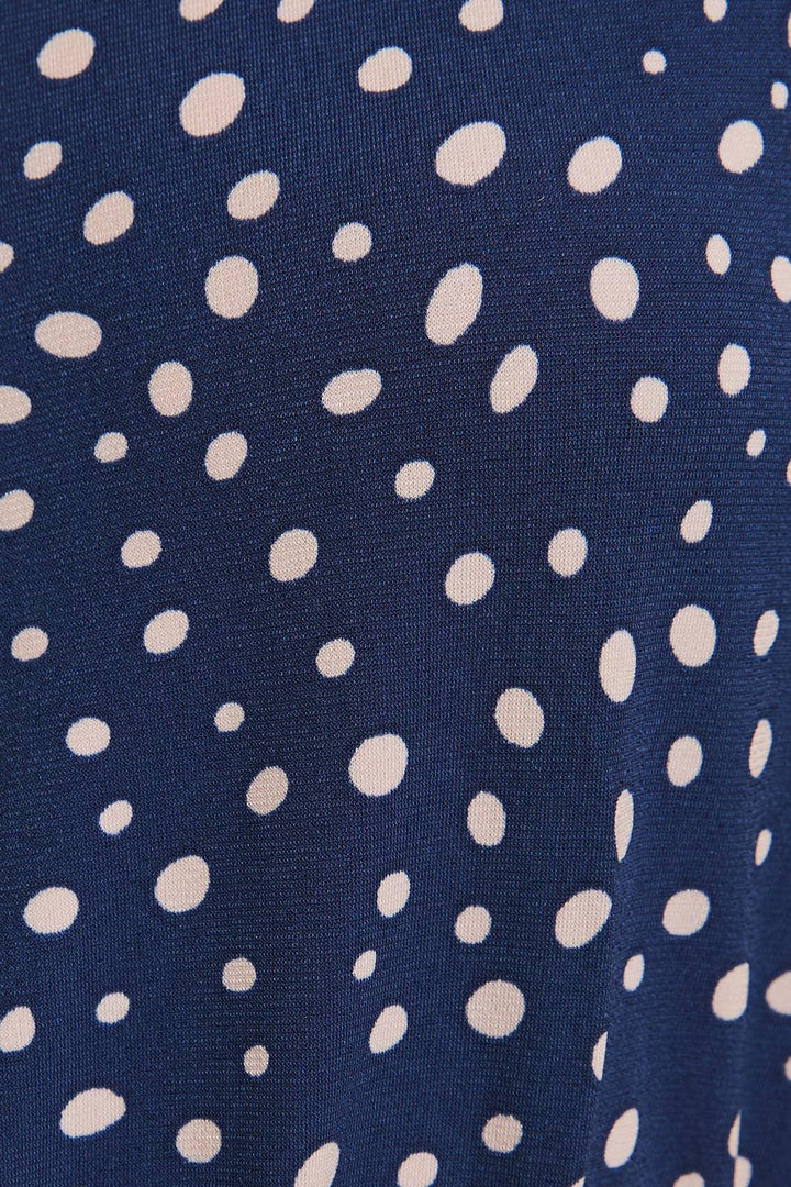 Women's Short Sleeve - V-NECK PUFF HALF SLEEVE FLARE HEM BUTTON UP DOT TOP - - Cultured Cloths Apparel