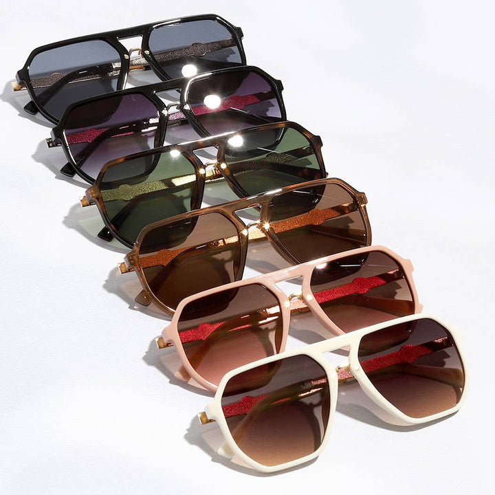 Sunglasses - Geometric Shape Thin Frame Designed Sunglasses - 12 ASSORTED COLOR - Cultured Cloths Apparel