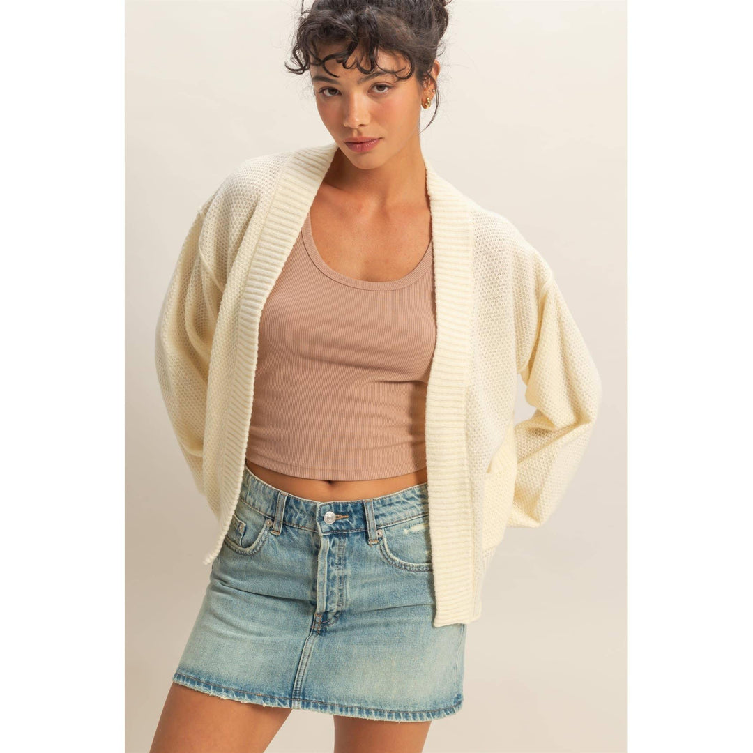 Outerwear - Oversized Textued Knit Cardigan Sweater - - Cultured Cloths Apparel