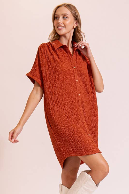 Dresses - Boho Gal Textured T Shirt Dress - - Cultured Cloths Apparel