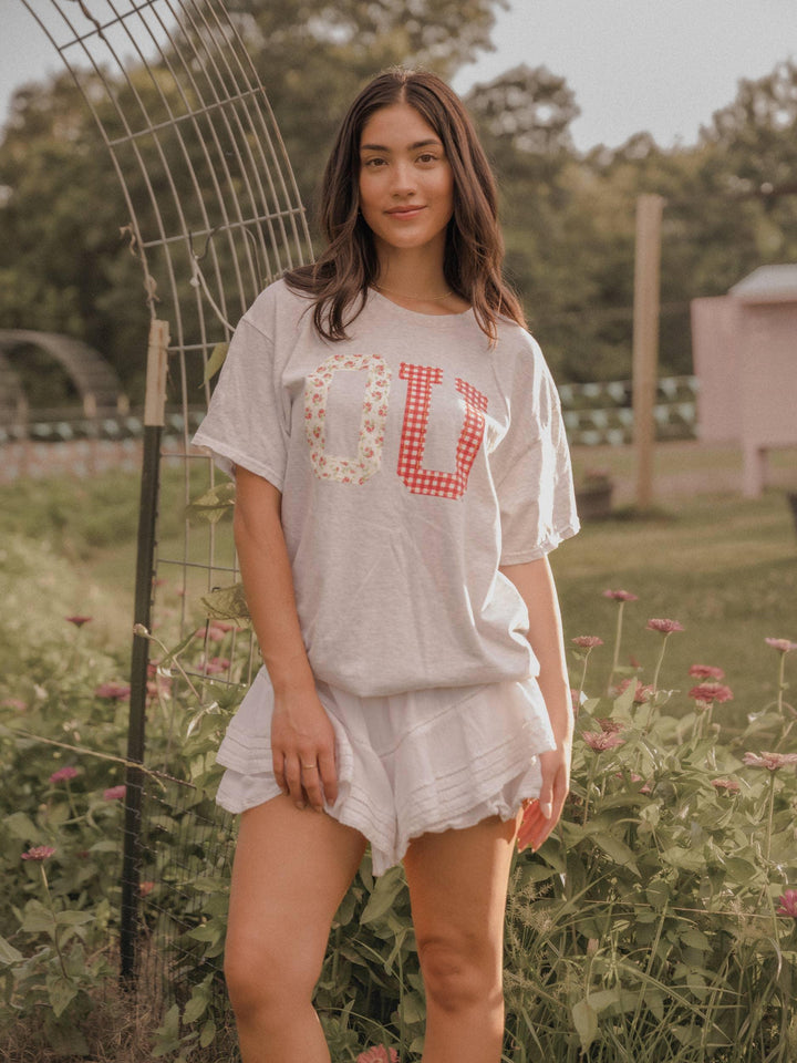 Graphic T-Shirts - OU Oklahoma Sooners Quilted Puff Ink Ash Gray Thrifted Tee - - Cultured Cloths Apparel