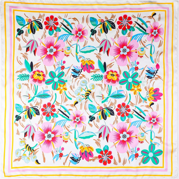 Accessories, Scarves - Multi-Color Floral Silk-Feel Scarf - - Cultured Cloths Apparel