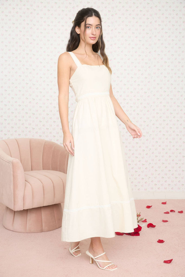 LINE LACE TRIM SLEEVELESS MIDI DRESS