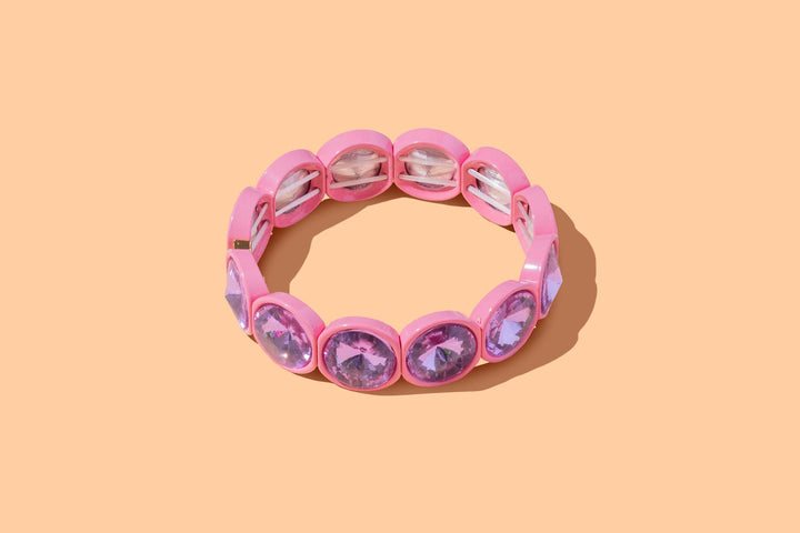 Accessories, Bracelets - Enamel Stretch Bracelet - Rounded Gems - Elise - Asst Colors - - Cultured Cloths Apparel