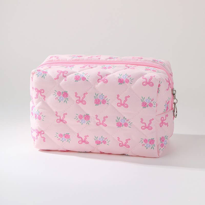 FLORAL TOILE PATTERN MAKEUP COSMETIC POUCH BAG