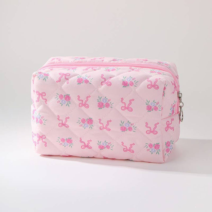 FLORAL TOILE PATTERN MAKEUP COSMETIC POUCH BAG