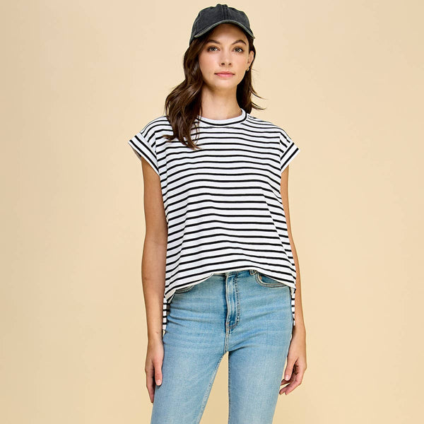 Women's Short Sleeve - Striped top with Short Sleeves - Medium - Cultured Cloths Apparel
