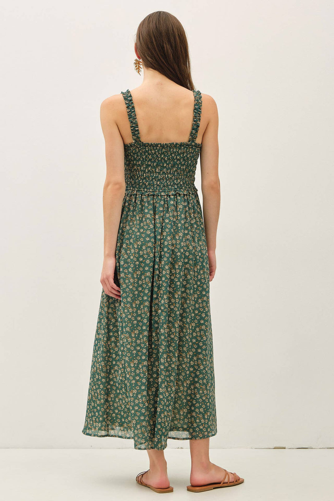 Dresses - FLORAL PRINTED SMOCKE BODICE MIDI DRESS - - Cultured Cloths Apparel