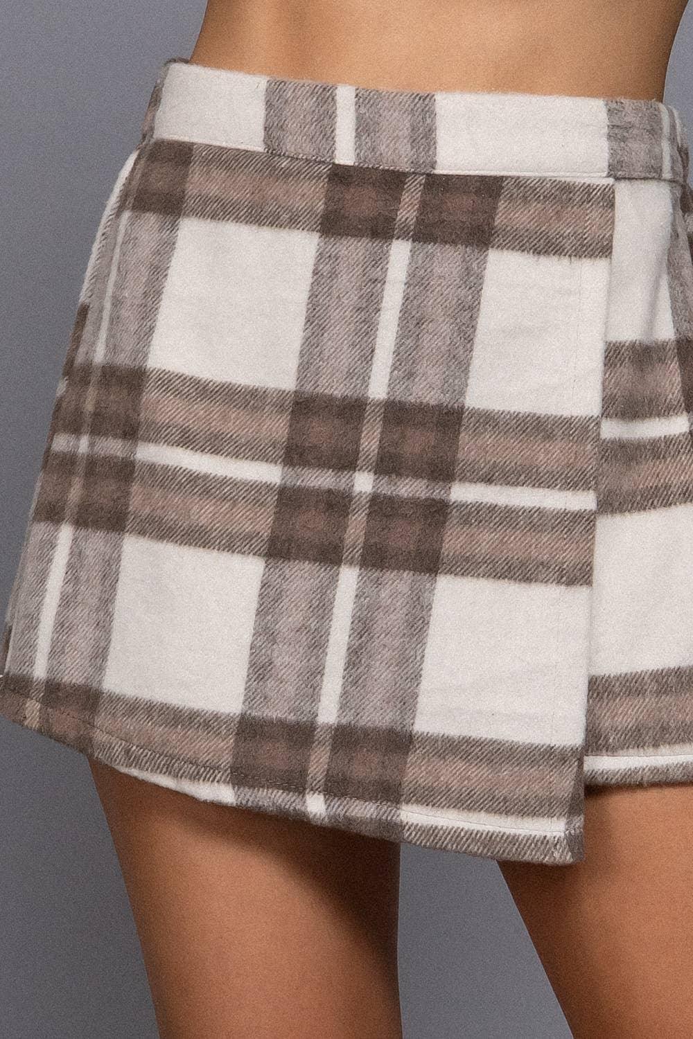 Women's Skirts - Front Wrap Plaid Short Pants - SMALL - Cultured Cloths Apparel