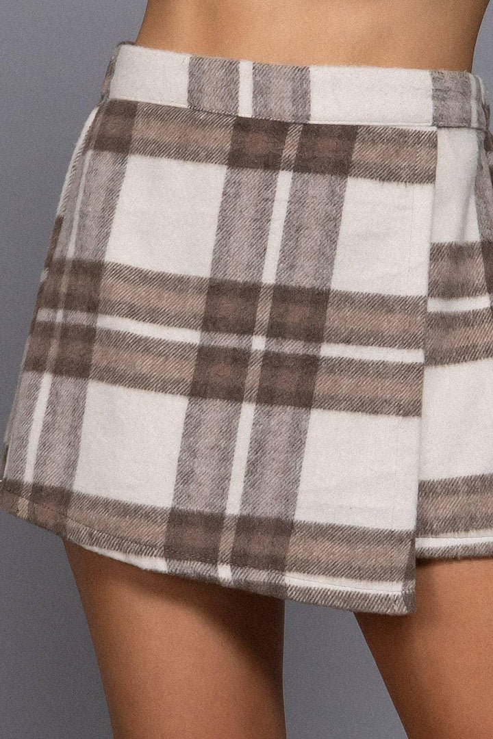 Women's Skirts - Front Wrap Plaid Short Pants - SMALL - Cultured Cloths Apparel