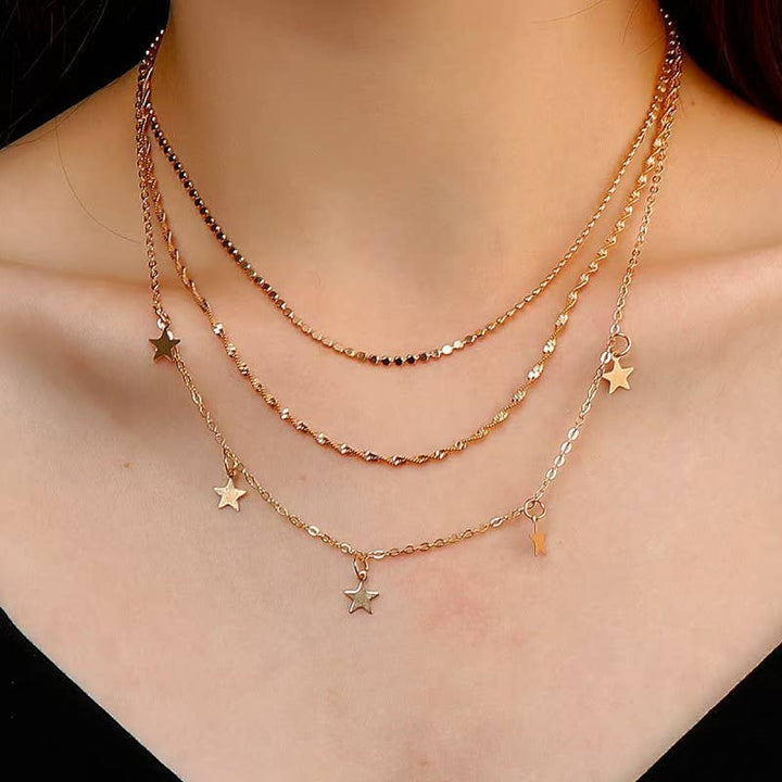 Accessories, Necklaces - 18K STAINLESS STEEL TARNISH FREE STAR NECKLACE | 40NK9587 - - Cultured Cloths Apparel