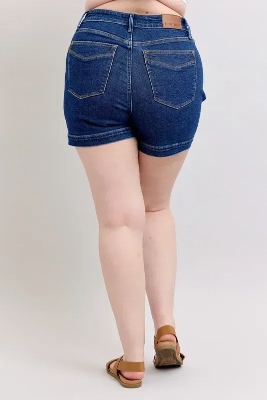 Women's Shorts - Judy Blue Full Size High Waist Tummy Control Denim Shorts - - Cultured Cloths Apparel