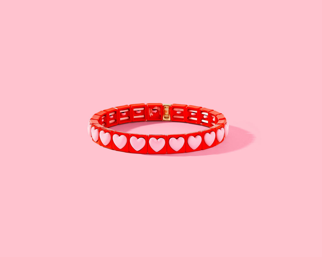 Accessories, Bracelets - Enamel Stretch Bracelet - Love - - Cultured Cloths Apparel