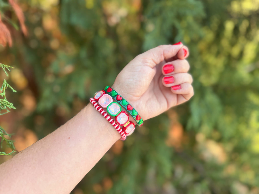 Enamel Stretch Bracelets - Holiday - 3 Pc Set