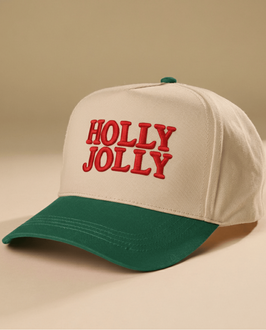 Holly Jolly Embroidered Baseball Cap