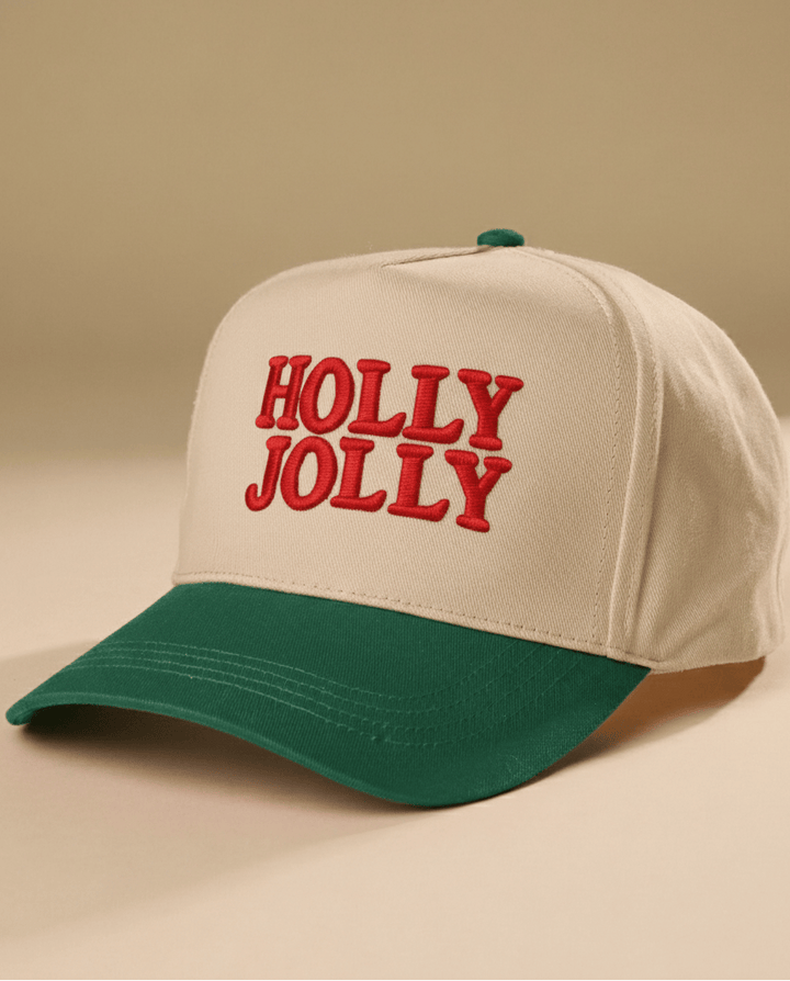Holly Jolly Embroidered Baseball Cap