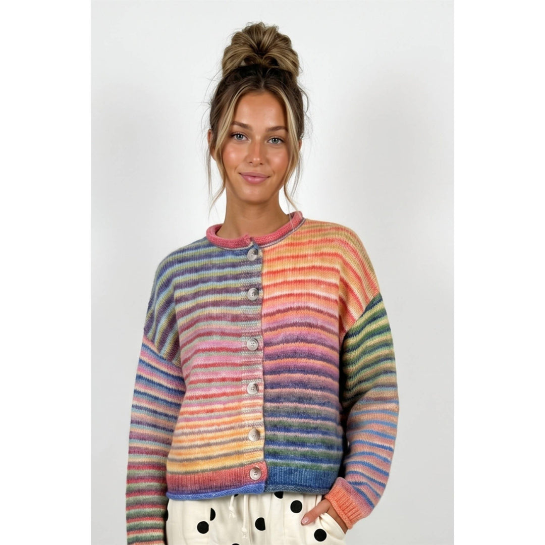 Multi color button up cardigan