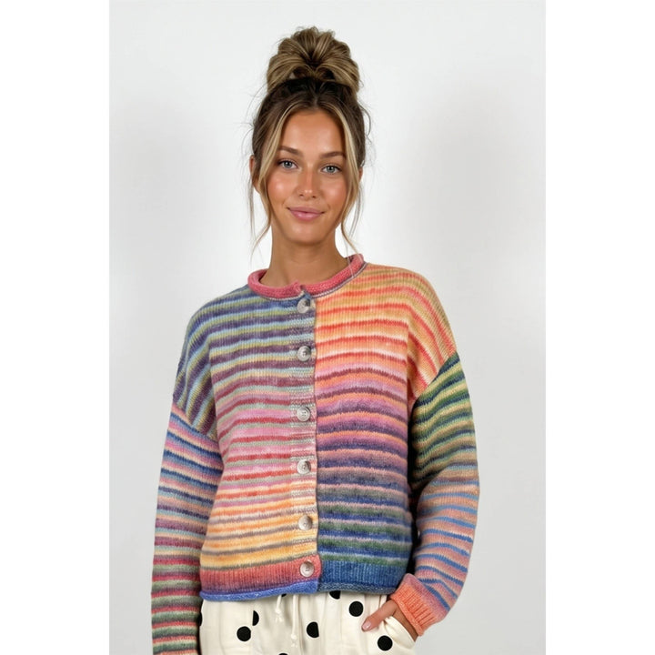 Multi color button up cardigan