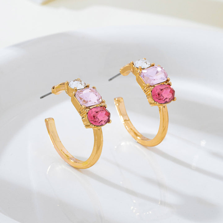 Accessories, Earrings - Rosy Gradient Crystal Hoop Earrings | 80E62449 - - Cultured Cloths Apparel
