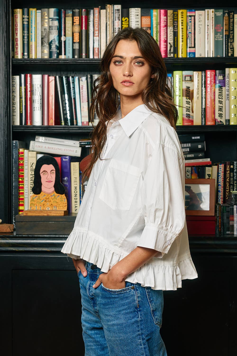 Women's Short Sleeve - Ruffled Hem Solid Poplin Blouse Shirt Top - - Cultured Cloths Apparel