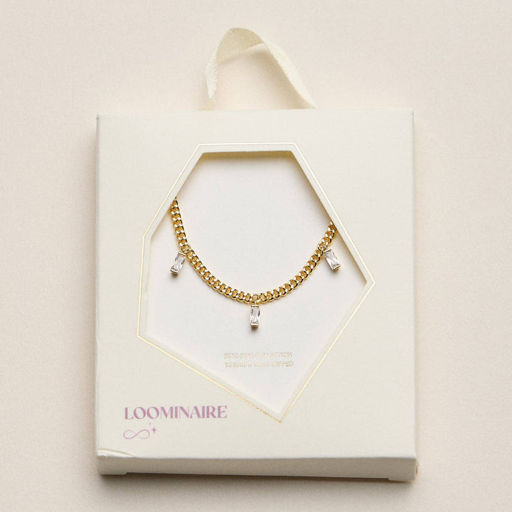 Accessories, Necklaces - Gold Dipped Baguette Crystal Charm | Necklace - - Cultured Cloths Apparel