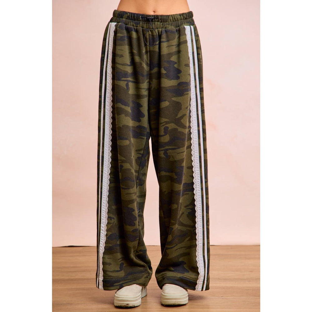 Pants - CAMOUFLAGE FRENCH TERRY LACE CONTRAST SWEATPANTS - - Cultured Cloths Apparel