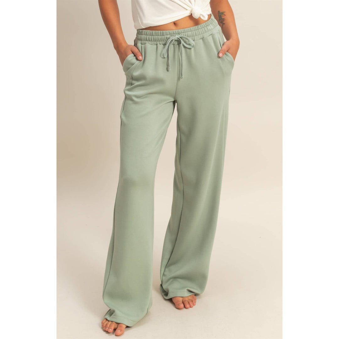 Elastic Waist Wide-Leg Pants