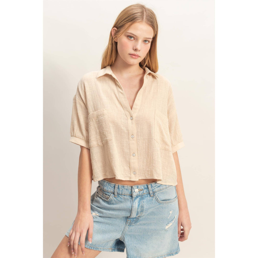 Textured Button-Up Shirt