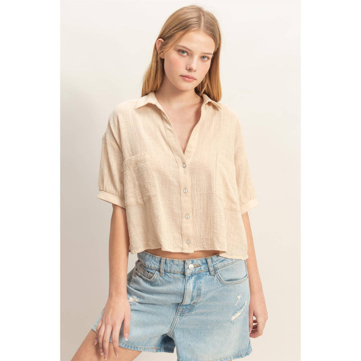 Textured Button-Up Shirt