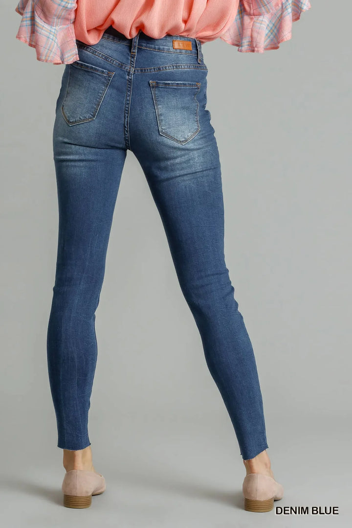 Denim - Umgee Distressed Skinny Jeans with Pockets - - Cultured Cloths Apparel