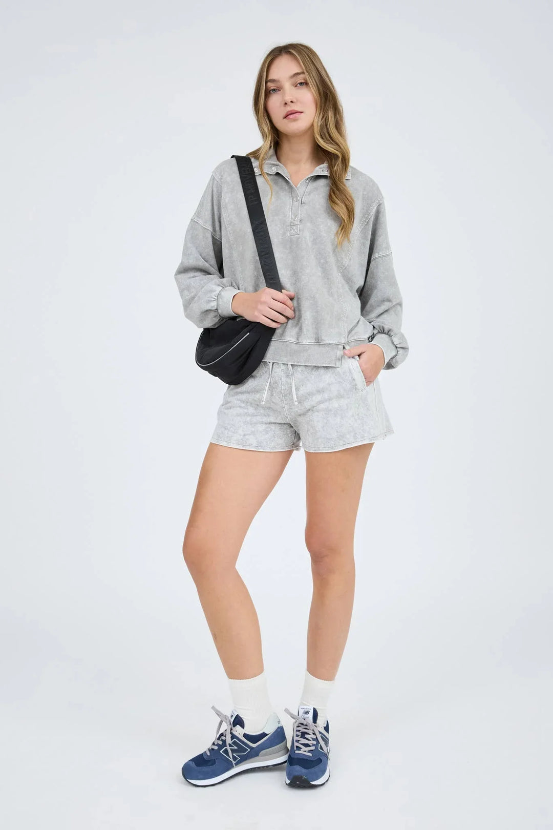 Women's Long Sleeve - WASHED HALF SNAP BUTTON LONG SLEEVE KNIT TOP - - Cultured Cloths Apparel