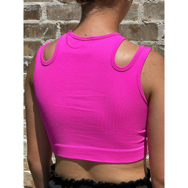 Athleisure - Ring Detail Crop Ribbed Tank -  - Cultured Cloths Apparel