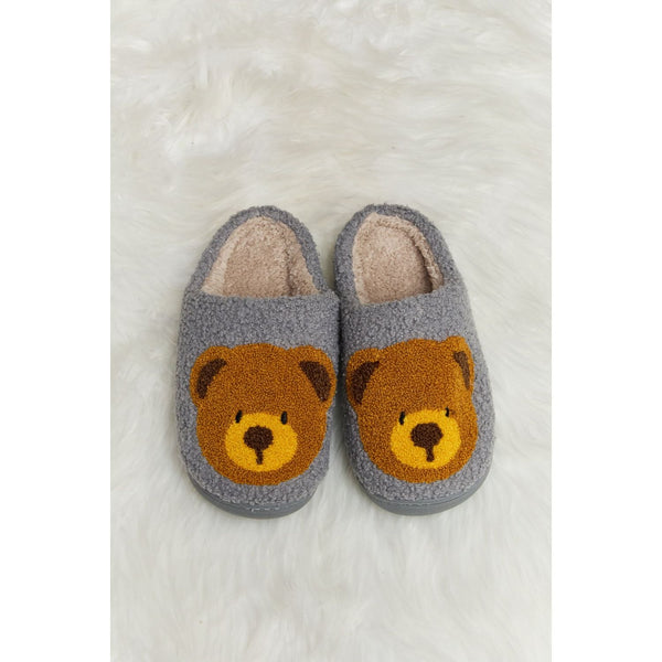 Shoes - Melody Teddy Bear Print Plush Slide Slippers -  - Cultured Cloths Apparel
