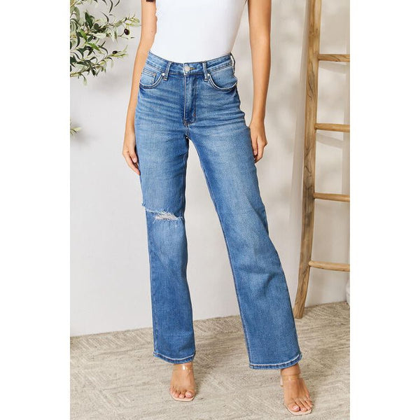 Denim - Judy Blue Full Size High Waist Distressed Jeans - Medium - Cultured Cloths Apparel