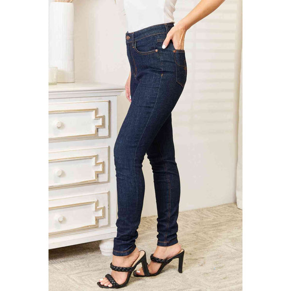 Denim - Judy Blue Full Size High Waist Pocket Embroidered Skinny Jeans -  - Cultured Cloths Apparel