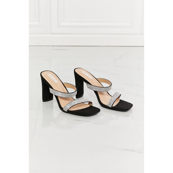 Shoes - MMShoes Leave A Little Sparkle Rhinestone Block Heel Sandal in Black -  - Cultured Cloths Apparel