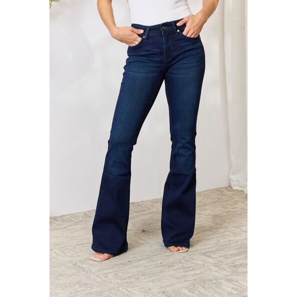  - Kancan Full Size Mid Rise Flare Jeans - Dark - Cultured Cloths Apparel