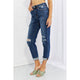 Denim - Vervet by Flying Monkey Full Size Distressed Cropped Jeans with Pockets -  - Cultured Cloths Apparel