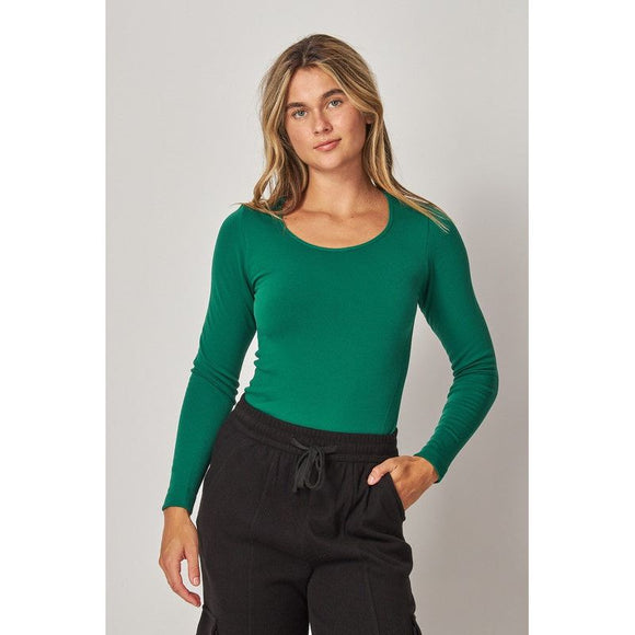 Athleisure - Fleece Lined Seamless Round Neck Long Sleeve Top - Green Jacket - Cultured Cloths Apparel