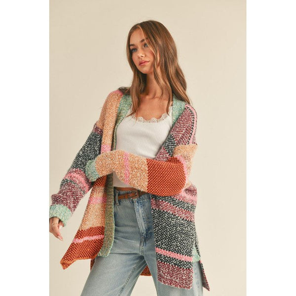 Outerwear - Oversized Colorblock Cardigan Sweater -  - Cultured Cloths Apparel