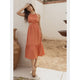 Women's Dresses - Halter Cut Out Midi Dress - Orange - Cultured Cloths Apparel