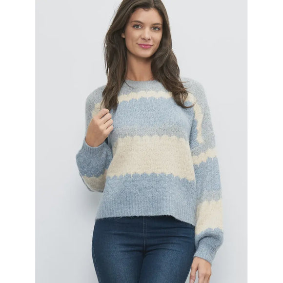 Women's Sweaters - Scallop Colorblock Pullover Sweater -  - Cultured Cloths Apparel