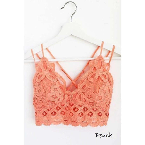 Bralettes - Beautiful Crochet Lace Bralette - Peach - Cultured Cloths Apparel