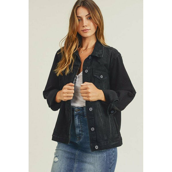 Outerwear - Relaxed Fit Classic Denim Jacket - Black - Cultured Cloths Apparel