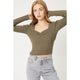Women's Long Sleeve - Mercerized  Rib Crop Sweater Top -  - Cultured Cloths Apparel