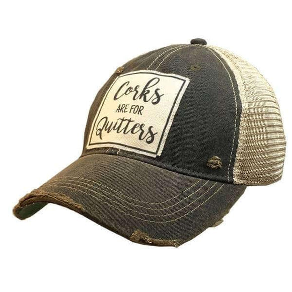 Baseball Hats - Corks Are For Quitters Distressed Trucker Cap -  - Cultured Cloths Apparel