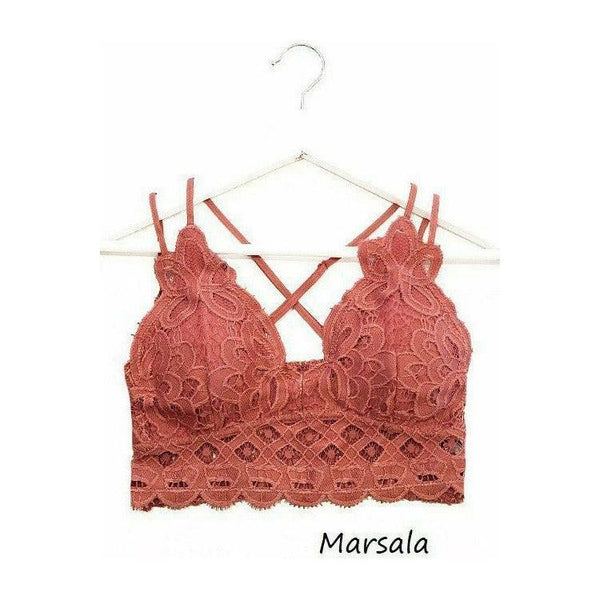 Bralettes - Beautiful Crochet Lace Bralette - Marsala - Cultured Cloths Apparel