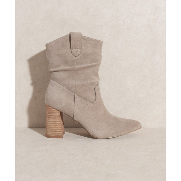 Shoes - OASIS SOCIETY Mavis   Western Style Bootie - TAUPE - Cultured Cloths Apparel