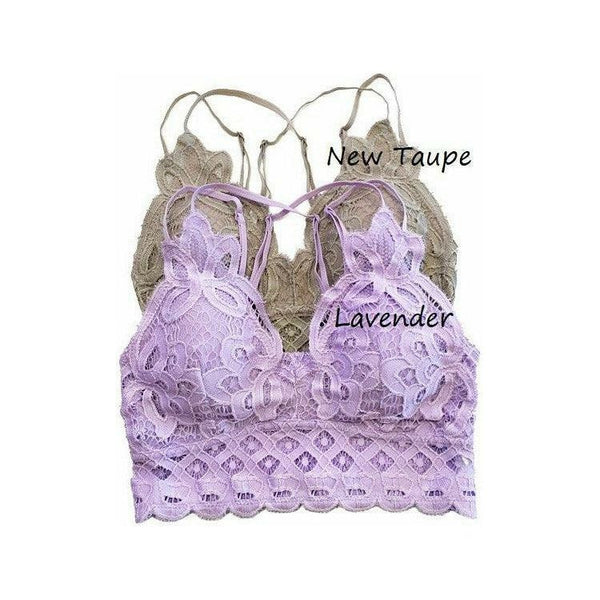 Bralettes - Beautiful Crochet Lace Bralette - New Taupe - Cultured Cloths Apparel
